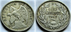 Chile - Diez Centavos 1907 Santiago