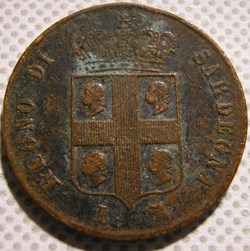 1842 Royaume de Sardaigne, 3 Centesimi - Carlo Alberto
