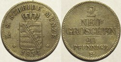 Friedrich August II - 2 Neu-Groschen 1854, Kingdom of Saxony