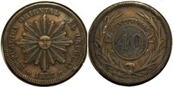 Uruguay - 40 Centésimos 1857 (ex.3)