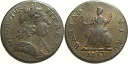 1773 Farthing - No Regal - George III of Great Britain (ex.3)