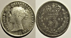 Victoria - 3 Pence 1843 - Kingdom of Great Britain - Error