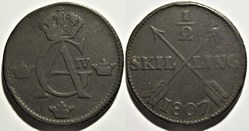 Sweden - Gustav IV Adolf - 1/2 Skilling 1807