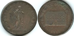 1815 One Penny Token - Sheffield Workhouse