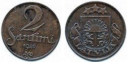 Latvia, Republic of - 2 Santimi 1926