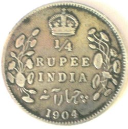 Edward VII - 1/4 Rupee 1904 Calcutta - Empire of India