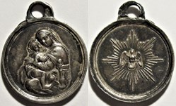 Medalet Virgin Mary and child Jesus, Holy Spirit - XIXe