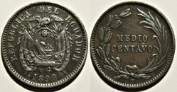 Ecuador - Medio Centavo 1890, Heaton Mint