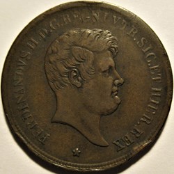 1858 Royaume des Deux-Siciles, 5 Tornesi - Ferdinando II