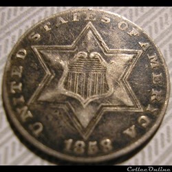 1858 - Silver Three Cents