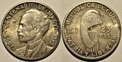 Cuba - 25 Centavos 1953, José Martí 100th. Anniversary birthdate