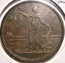 1857 One Penny Token R. Parker - Geelong, Victoria, Australia