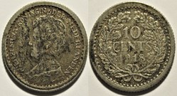 Wilhelmina of Nederland - 10 Cents 1918
