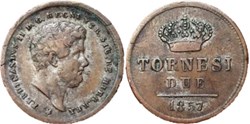 1857 Royaume de Naples, 2 Tornesi - Ferdinando II