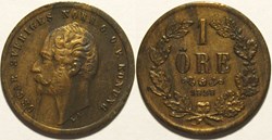 Oscar I of Sweden - 1 Öre 1858/57
