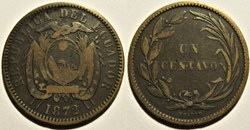 Ecuador - Un Centavo 1872, Heaton Mint