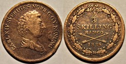 Sweden - Karl XIV Johan - 2/3 Skilling Banco 1835