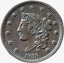 1838 One Cent (ex.2)