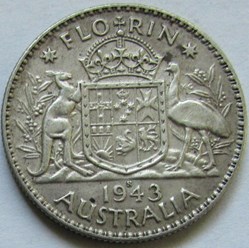 George VI - One Florin 1943 San Francisco - Australia