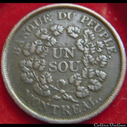 Montreal 1838 Un Sou Bouquet - Banque du Peuple, Rebellion