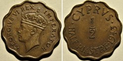 George VI - Half Piastre 1943 - Cyprus