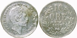 Sweden - Oscar I - 10 Öre 1859/8 (Overdate & error)
