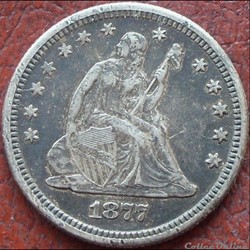 1877 Quarter $ San Francisco - 25 Cents