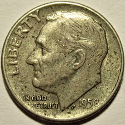 1958 Denver Dime - Repunched Mintmark