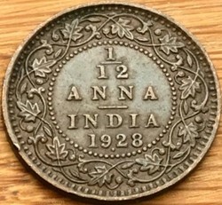 George V - 1/12 Anna 1928 Bombay - British India Empire
