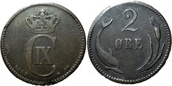 Christian IX Denmark - 2 Øre 1892