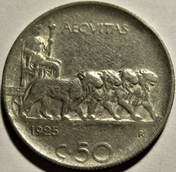 1925 Royaume d'Italie, 50 Centesimi, Roma - Vittorio Emanuele III