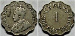 George V - One Piastre 1934 - Cyprus