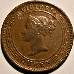 Victoria - Half Cent 1870 - Ceylon - Die edge break