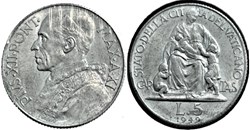 Pio XII, Papa - 5 Lire 1949, Caritas - Vaticano