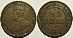 George V - One Penny 1924 - Australia (repunched date)