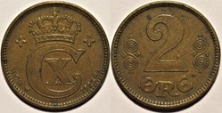 Christian X Denmark - 2 Øre 1923