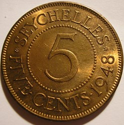 George VI - 5 Cents 1948 - Seychelles