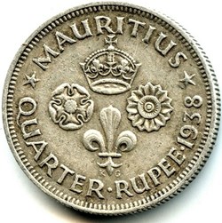 George VI - 1/4 Rupee 1938 - Mauritius
