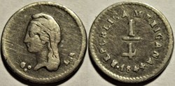 México - 1/4 Real 1844/3 Guanajuato - 1st. Republic