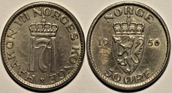 Haakon VII of Norway - 50 Øre 1956