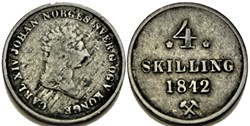 Carl XIV (III) Johan of Sweden - 4 Skilling 1842 Norway