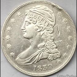 1839 Capped Bust Reeded Edge