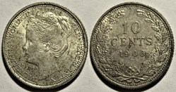 Wilhelmina of Nederland - 10 Cents 1906