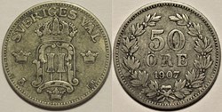 Sweden - Oskar II - 50 Öre 1907