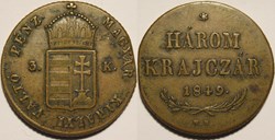 3 Krajczár 1849 - Kingdom of Hungary, War of Independence