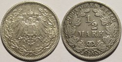 Wilhelm II - 1/2 Mark 1905 Hamburg, German Empire