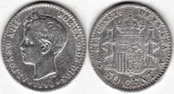 1896 - 50 Centimos - Alfonso XIII de España