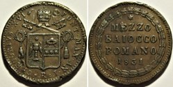Gregory XVI, Pope - ½ Baiocco 1831, Anno I - Papal States