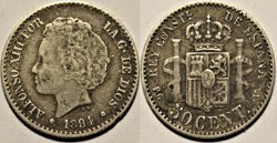 1894 - 50 Centimos - Alfonso XIII de España