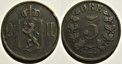 Norway - Oskar II - 5 Øre 1896